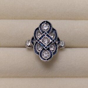 New!  Romantic Size 6 Blue and Silver Tone Ring